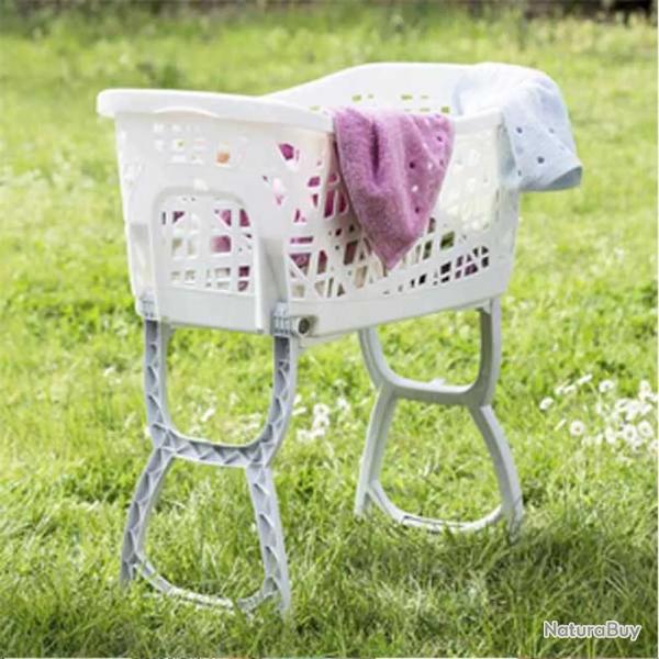 Panier  linge sur pieds - Corbeille textile rangement linge