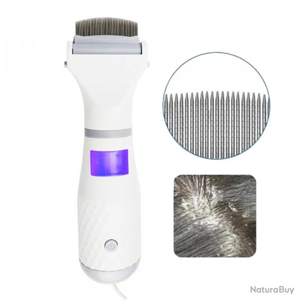 Peigne lectrique anti-poux autonomie 4-6h LED 3 niveaux silencieux