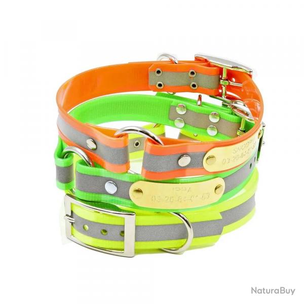 Collier à graver sur plaque fluo BIOGOLD REFLECTIVE 3 coul. 3 tailles Vert fluo 2