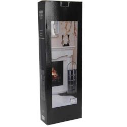 Valet de cheminée métal noir 5 pièces Outils feu bois 65 cm