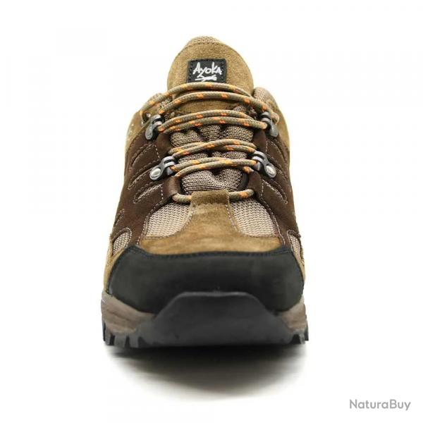 Chaussures Mire cuir toile randonnée marron kaki 41