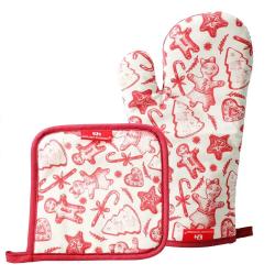 Gant 17x27cm + Manique 17x17cm + Tablier 60x80cm Noël