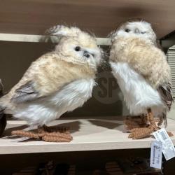 Hibou debout 34cm brun clair 19x16x29cm déco