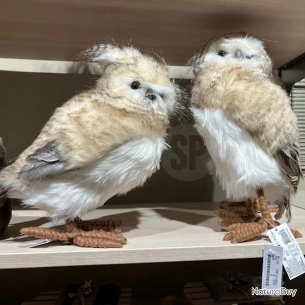 Hibou debout 34cm brun clair 19x16x29cm dco