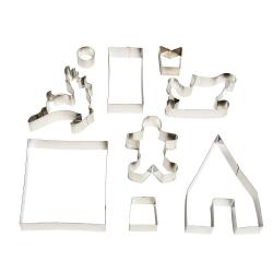Kit 9 emporte-pièces Noël 3D bonhomme traineau cerf maison