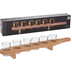 6 verres à shot 40 ml avec planche bambou de présentation