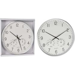 Horloge murale 3 cadrans aluminium Heure, température, hygrométrie