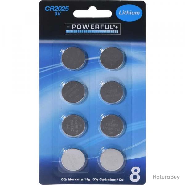 Lot de 8 piles bouton CR2025 - Lithium 3V longue durée