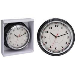 Horloge murale design noire et argent Ø30 cm avec cadran lisible