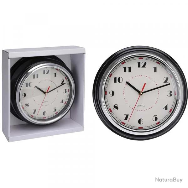 Horloge murale design noire et argent Ø30 cm avec cadran lisible