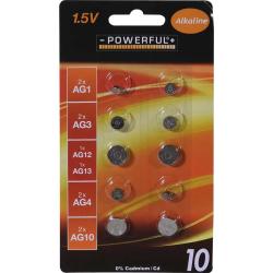 Lot de 10 piles alcalines bouton - Pack multi-références