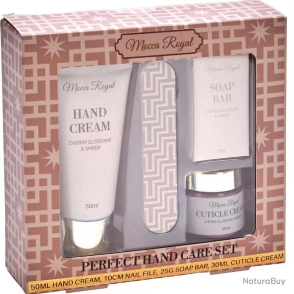Coffret 4 pices mains: crme 50ml, cuticules 30ml, lime 10cm