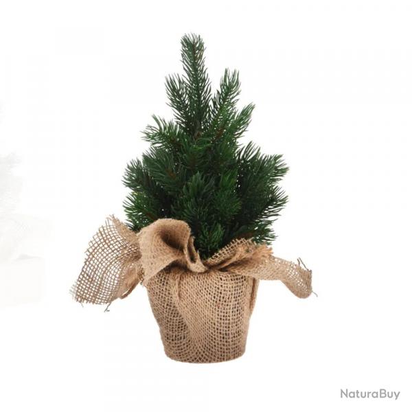 Sapin de Nol artificiel pot jute 19x19x30cm 315g 41 pointes