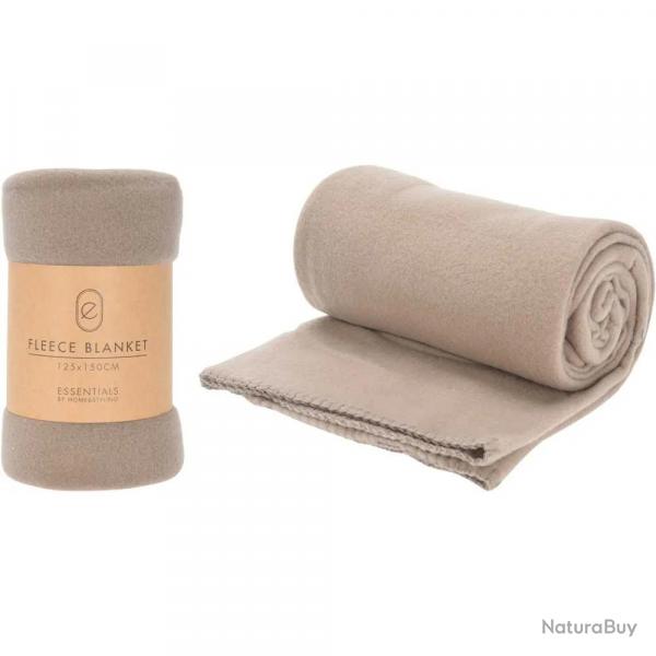 Plaid polaire taupe 125x150 cm doux et chaleureux