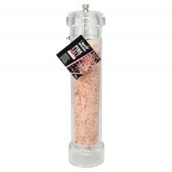 Moulin à sel transparent avec gros sel rose - 500 g