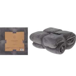 Couverture polaire coral gris 180x230 cm douce et chaude