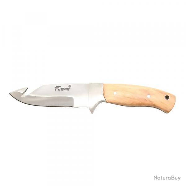 Couteau Aventurier à dépecer 24 cm avec étui cuir - teck