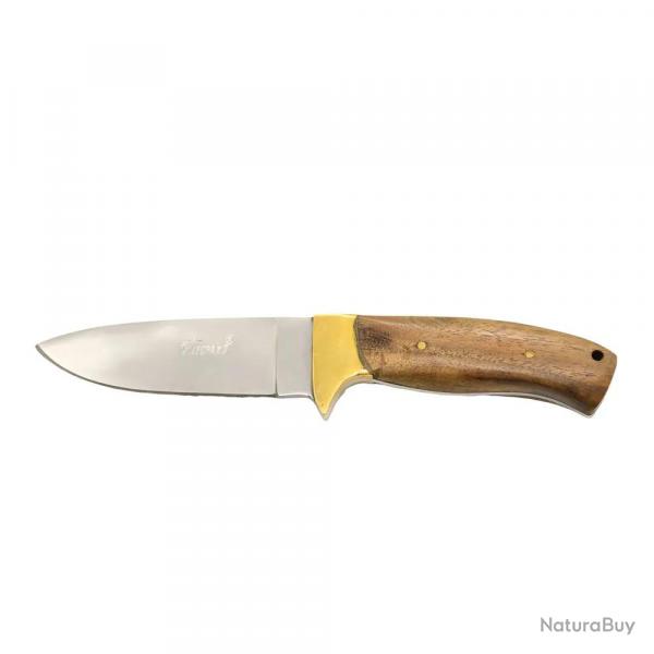 Couteau Aventurier 24 cm inox avec étui cuir - manche bois