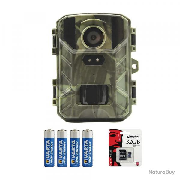 Pack Caméra chasse détecteur camouflage + 4 piles + carte SD incluses
