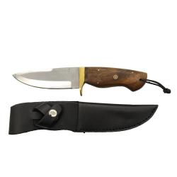 Couteau lame fixe 27 cm avec étui - bois d'acacia robuste