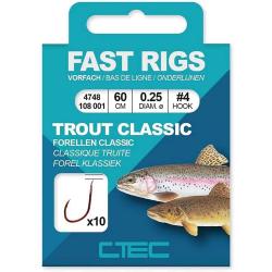 Lot de 10 Hameçons montés C-TEC Fast Rigs Trout taille 10