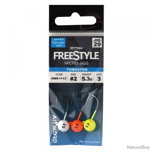 Lot de 3 Têtes plombées Spro Freestyle Tungsten Glow 1,8 g, 2,7 g ou 3,5 g 1.8 g