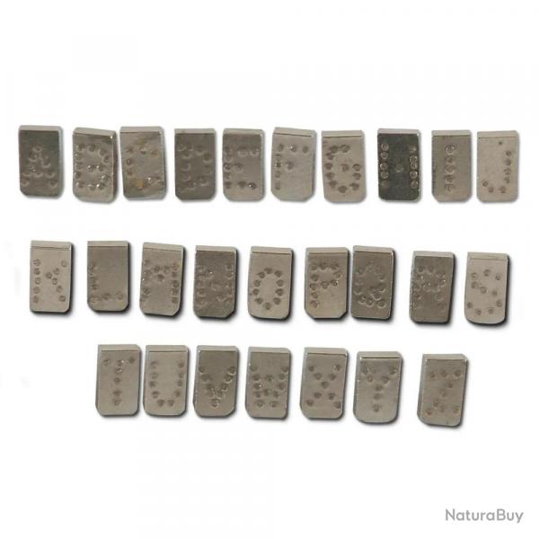 Alphabet pour pince à tatouer 5 mm - Lettres A à Z sans I,O,Q