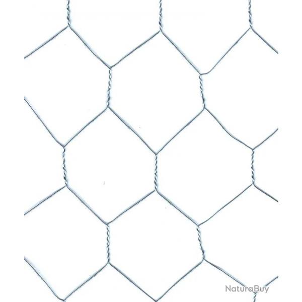 Grillage galvanisé maille hexagonale 50 mm hauteur de 0,5 à 2 m 1,5 x 25 m