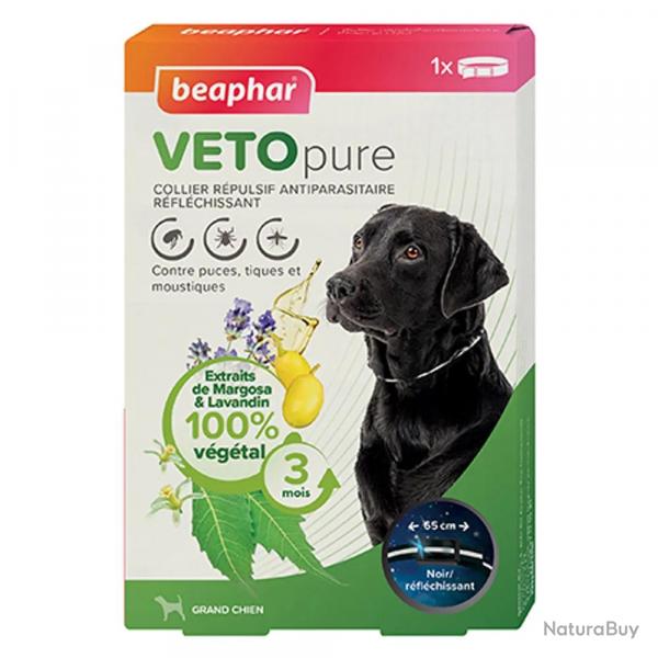 Collier répulsif antiparasitaire grand chien Beaphar Vetopure 65cm