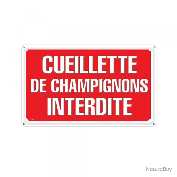 Panneau CUEILLETTE CHAMPIGNONS INTERDITE Alu 30 x 20cm