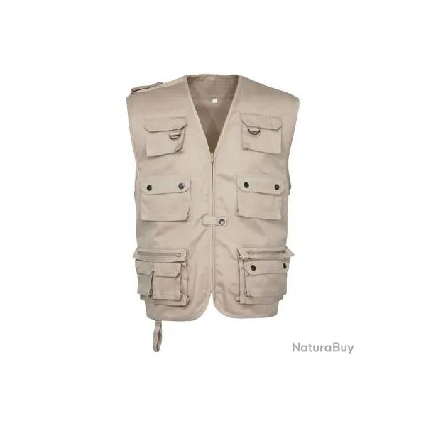 Gilet reporter à poches Beige XL
