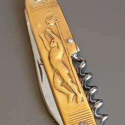 ANCIEN COUTEAU 2 pièces, ÉTOILE D'ACIER, THIERS, XXème, manche laiton.