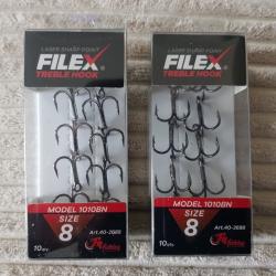 Hameçons triples Filex 1010 FilFishing n°8 Lot de 2 x 10 pièces