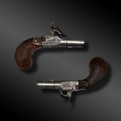 PAIRE de PISTOLET à coffre signé Dumarest - Paris, France - XIXème siècle