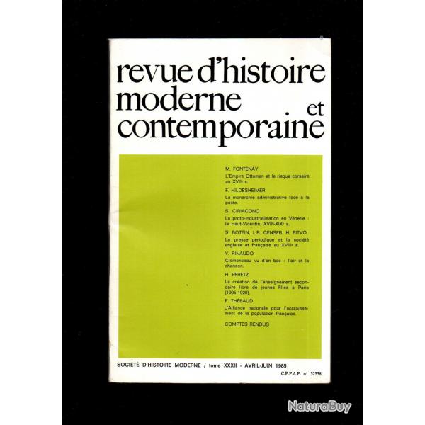 revue d'histoire moderne et contemporaine empire ottoman, la peste, clmenceau 1985
