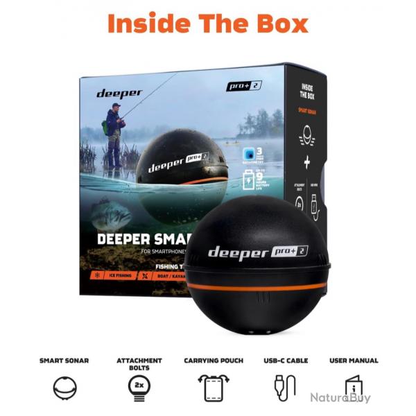 Sondeur/Echosondeur DEEPER PRO + 2 (Wifi,GPS,3 faisceaux...)