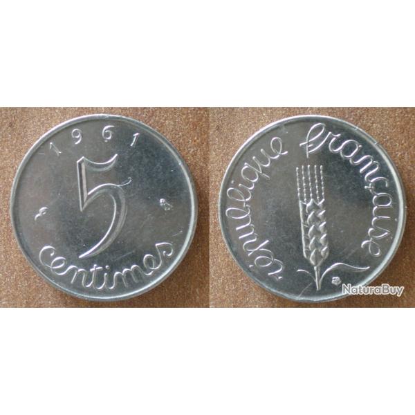 France 5 Centimes 1961 Epi De Bl Piece Centime De Francs Franc Cent