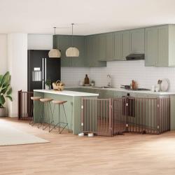 Barrière pour chien avec porte pliable 6 panneaux bois peuplier