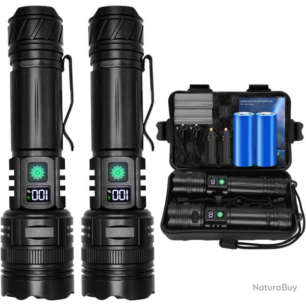 Lampe Torche LED 2Pcs  30000 Lumens Batterie 5000Ah Tactique 5 Modes D'clairage A+++ tanche IP65