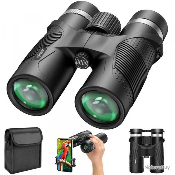 Jumelles 10x42 HD BaK4 Etanches Antibuée Professionnelles Chasse Observation avec adaptateur