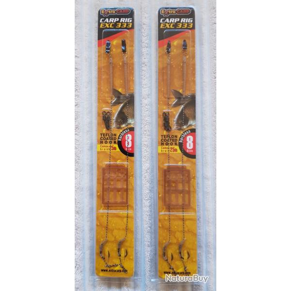 Lot de 2 x 2 bas de ligne Extra Carp Carp Rig EXC 333 n8 neufs