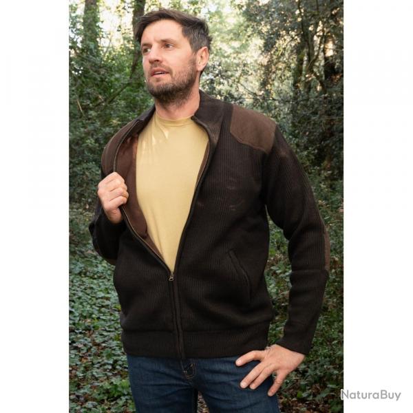 VESTE TRICOT POLAIRE MARRON dest