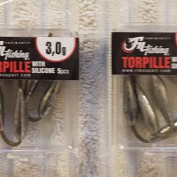 Lot de 2 boites de 5 torpilles avec silicone 3g Filfishing
