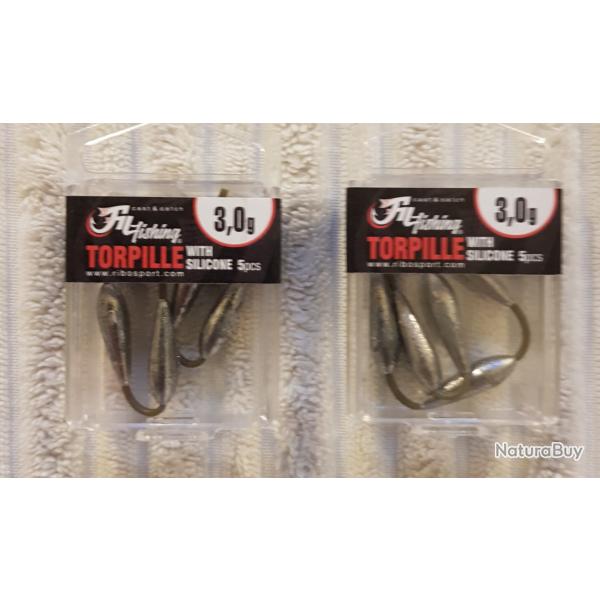 Lot de 2 boites de 5 torpilles avec silicone 3g Filfishing