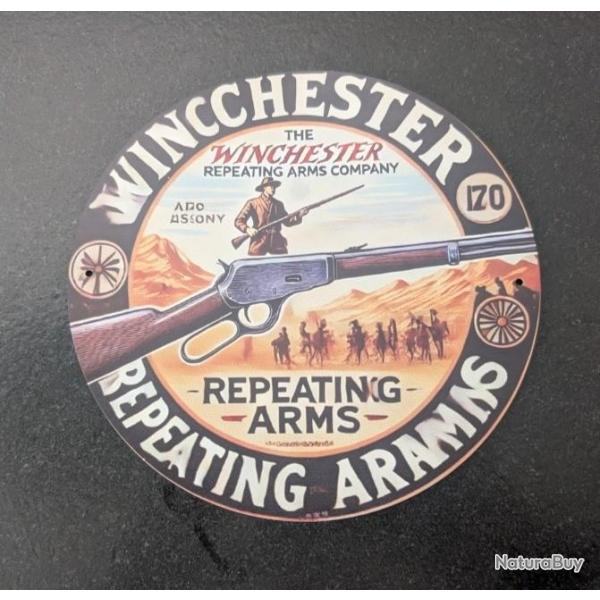 PLAQUE DECORATIVE ALUMINIUM VINTAGE WINCHESTER DIAMETRE 200