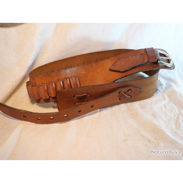 WESTERN - ceinturon rserve munitions cuir fauve  FAR West western cavalerie cowboy FON25WES002