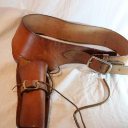 WESTERN - ceinturon et étui cuir fauve revolver far-west western cavalerie cowboy - ref FON25WES001