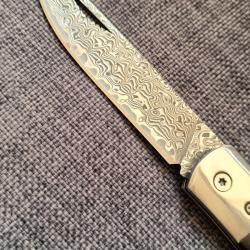 Couteau wolf,port quotidien, damas san-maï, personnalisé tresse.