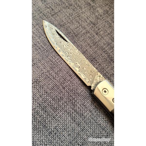 Couteau wolf,port quotidien, damas san-maï, personnalisé tresse.