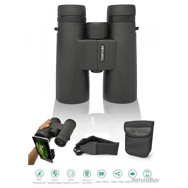 Jumelles 8x42 HD BaK4 FMC Etanches Jumelles Chasse Randonnée Observation Trépied + Support Téléphone
